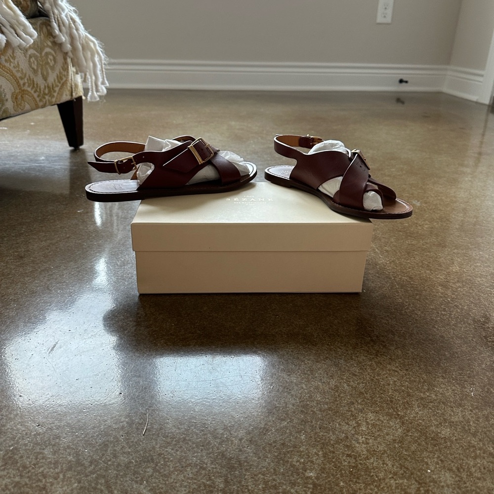 Sezane Judith Brown Leather Sandals - Picture 2 of 4